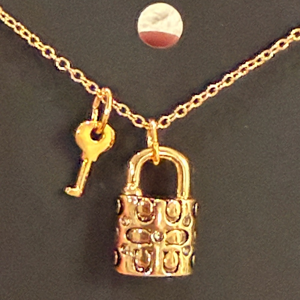Coach Gold Lock and Key Necklace - Picture 2 of 6
